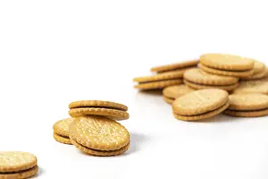 Bright White Background Drucke: Double biscuits, white background, copy space