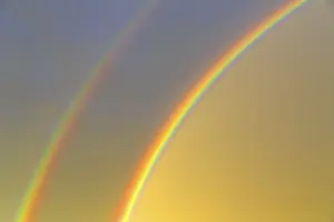 Prismatic Colors In The Sky Drucke: Double rainbow in the evening sky