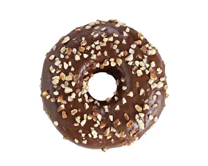 Unhealthy Sweet Treats Drucke: Doughnut covered with chocolate and nuts