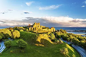 White Cliffs Drone Photography Drucke: Dover Castle from a drone, White Cliffs