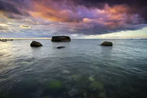 Northern Germany Coastal Scene Drucke: Dramatic clouds at sunrise at the Baltic Sea