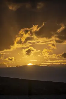 Deserted Greek Landscape Drucke: Dramatic clouds, sunset, Cyclades