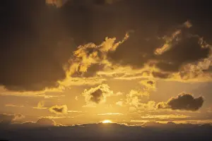 Deserted Greek Landscape Drucke: Dramatic clouds, sunset, Cyclades
