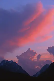 Tyrol Sunset Drucke: Dramatic clouds at sunset above Mt