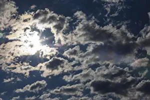 Deserted European Countryside Drucke: Dramatic cloudy sky with sunbeams