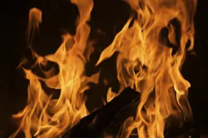 Plain Dark Colored Background Drucke: Dramatic flames against A dark background