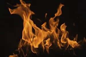 Dark Background Flames Drucke: Dramatic flames against A dark background