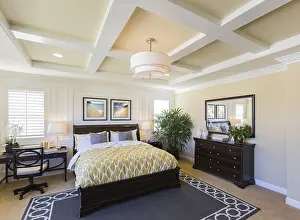 Interior View Of A House Drucke: Dramatic interior of A beautiful master bedroom