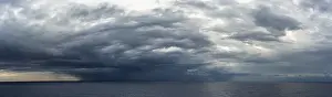 Overcast Sky Spain Drucke: Dramatic sky and clouds during a storm over Mediterranean Sea