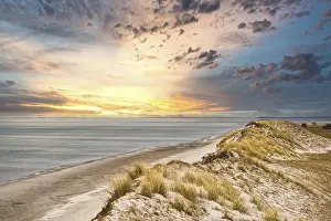 Nature Photography Germany Drucke: Dramatic sunset at the high dune on the darss