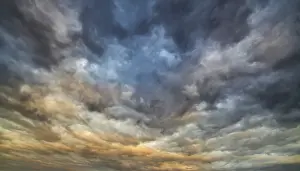Dramatic Thunderstorm Atmosphere Drucke: Dramatic thunderstorm atmosphere after sunset
