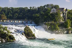 Central European Landmark Photography Drucke: Dramatic waterfall with bridge