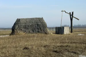 Austria Landscape Drucke: Draw well and schepherd's hut