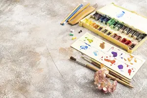 Watercolor Brushes Drucke: Drawing accessories set: brushes