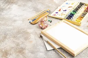 Watercolor Brushes Drucke: Drawing accessories set: brushes