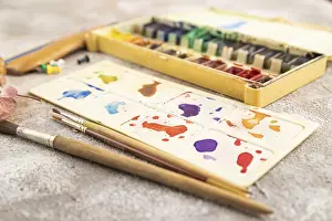 Watercolor Brushes Drucke: Drawing accessories set: brushes