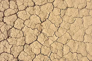 Algerian Desert Landscape Drucke: Dried out clay surface of upper Ouksem crater