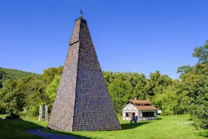 Deserted Building In Germany Drucke: Drilling tower above brine spring no