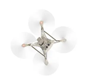 Unmanned Aerial Vehicle UAS Drucke: Drone quadcopter from below isolated on A white background