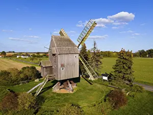 Drone Shot Germany Drucke: Drone shot, Bockwindmuhle