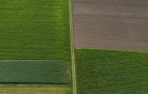 Upper Austria Agricultural Landscape Drucke: Drone shot, grain fields and harvested fields from above