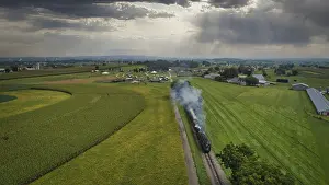 Antique Steam Engine Drucke: Drone View of an Antique Steam Engine