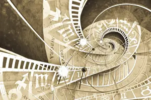 Astrology Background Drucke: Droste effect background based on Prague astronimical clock