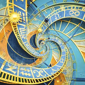 Symbolic Picture Of Time Drucke: Droste effect background based on Prague astronimical clock
