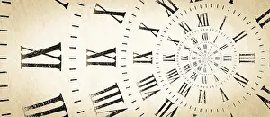 Deadline Symbolic Image Drucke: Droste effect background with infinite clock spiral