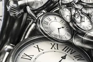 Droste Effect Background Drucke: Droste effect background with infinite clock spiral