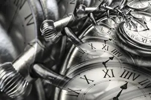 Droste Effect Background Drucke: Droste effect background with infinite clock spiral