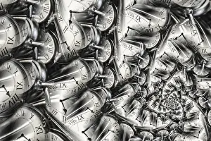 Droste Effect Background Drucke: Droste effect background with infinite clock spiral