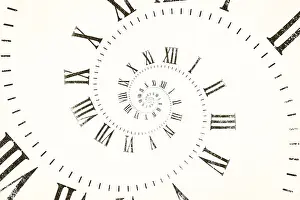 Droste Effect Background Drucke: Droste effect background with infinite clock spiral
