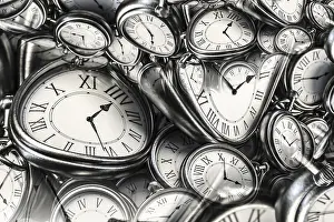 Droste Effect Background Drucke: Droste effect background with infinite clock spiral