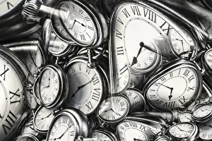 Droste Effect Background Drucke: Droste effect background with infinite clock spiral