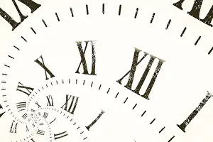 Droste Effect Background Drucke: Droste effect background with infinite clock spiral