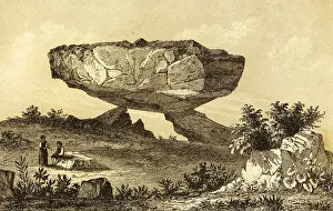 Bizarre Rock Formation Drucke: Druid monument in the county of Cornwall