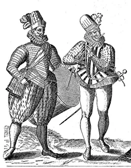 Traditional Dutch Attire Drucke: Drum beaters and pipers of the legion