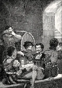 Alcohol Addiction Problem Drucke: Drunken students in Auerbach's Cellar in Leipzig