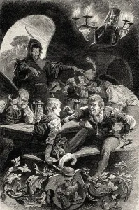 Historic German Inns Drucke: Drunken students in Auerbach's Cellar in Leipzig