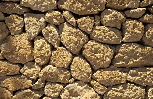 Balearic Islands Architecture Drucke: Detail of a dry wall or stone wall