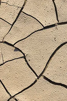 Deserted Landscape Germany Drucke: Drying cracks in clay soil, background image