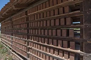 Franconian Open Air Museum Drucke: Drying racks of the finished bricks