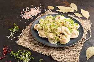 Detailed Food Image Drucke: Dumplings with pepper, salt, herbs