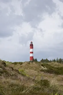 Deserted North Sea Island Drucke: Dune landscape with lighthouse