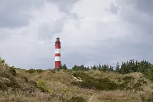 North Frisia Landscape Drucke: Dune landscape with lighthouse