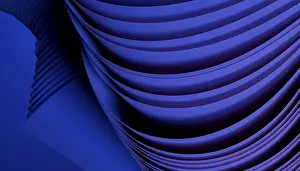 Abstract Geometric Shapes Drucke: Dynamic abstract 3D image featuring flowing dark blue wave patterns and fluid curves