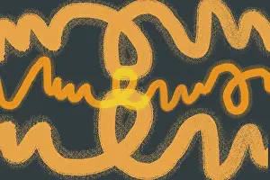 Drucke von Ein dynamisches abstraktes Muster, das lebendige orange Striche auf einem dunklen Hintergrund zeigt Minimalistische Kunstwerke Drucke: Energievolle Orange-Skizzen auf dunklem Hintergrund