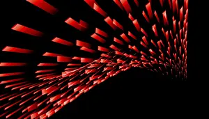 Abstract Architecture Art Drucke: Dynamic red light pattern against a black background creating a sense of motion