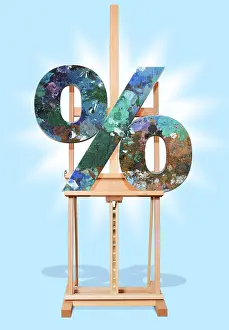 Percentage Sign Drucke: Easel presenting large percent